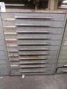 Nu Era 11 drawer cabinet plus contents of insert drill bits and tool holders