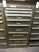 Nu Era 8 drawer cabinet plus contents of tool holders, boring tools, cutting heads etc.