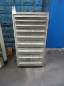Nu Era 9 drawer cabinet plus contents of drill and mill sleeves, collets, tool holders etc.
