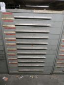 Nu Era 11 drawer cabinet plus contents of indexable tool holders and boring bars