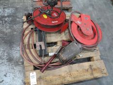 Pallet with two air hose reels