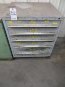 Nu Era 5 drawer cabinet plus contents of drill bits and holders