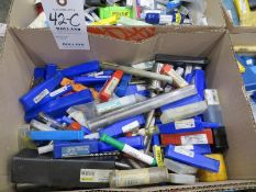 Box of misc. drill bits, milling bits and taps