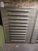 Nu Era 11 drawer cabinet plus contents of drill and tap sleeves, chamfer tools, insert drill bits et