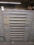 Nu Era 11 drawer cabinet plus contents of reamers, face cutters, side cutters, tools, holders etc.