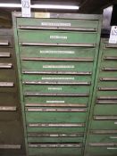Lista 11 drawer cabinet plus contents of komet blades, boring heads, cat 50 tool holders etc.