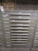 Nu Era 11 drawer cabinet plus contents drill bits