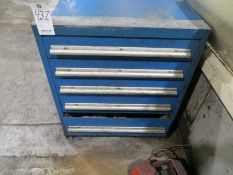 Nu Era 5 drawer cabinet plus contents of insert drill bits, chuck jaws, etc.