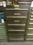 Nu Era 6 drawer cabinet plus contents of set screws, collet holders, cat 50 tap holders etc.