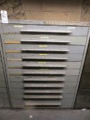 Nu Era 11 drawer cabinet plus contents of boring bars, micro bore bars, micro bore heads etc.