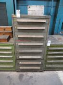 Stanley Vidmar 8 drawer cabinet plus contents of arbors, boring tools etc.