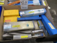 Box of misc. drill bits, milling bits and taps