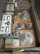 Crate of ring gauges and test equipment