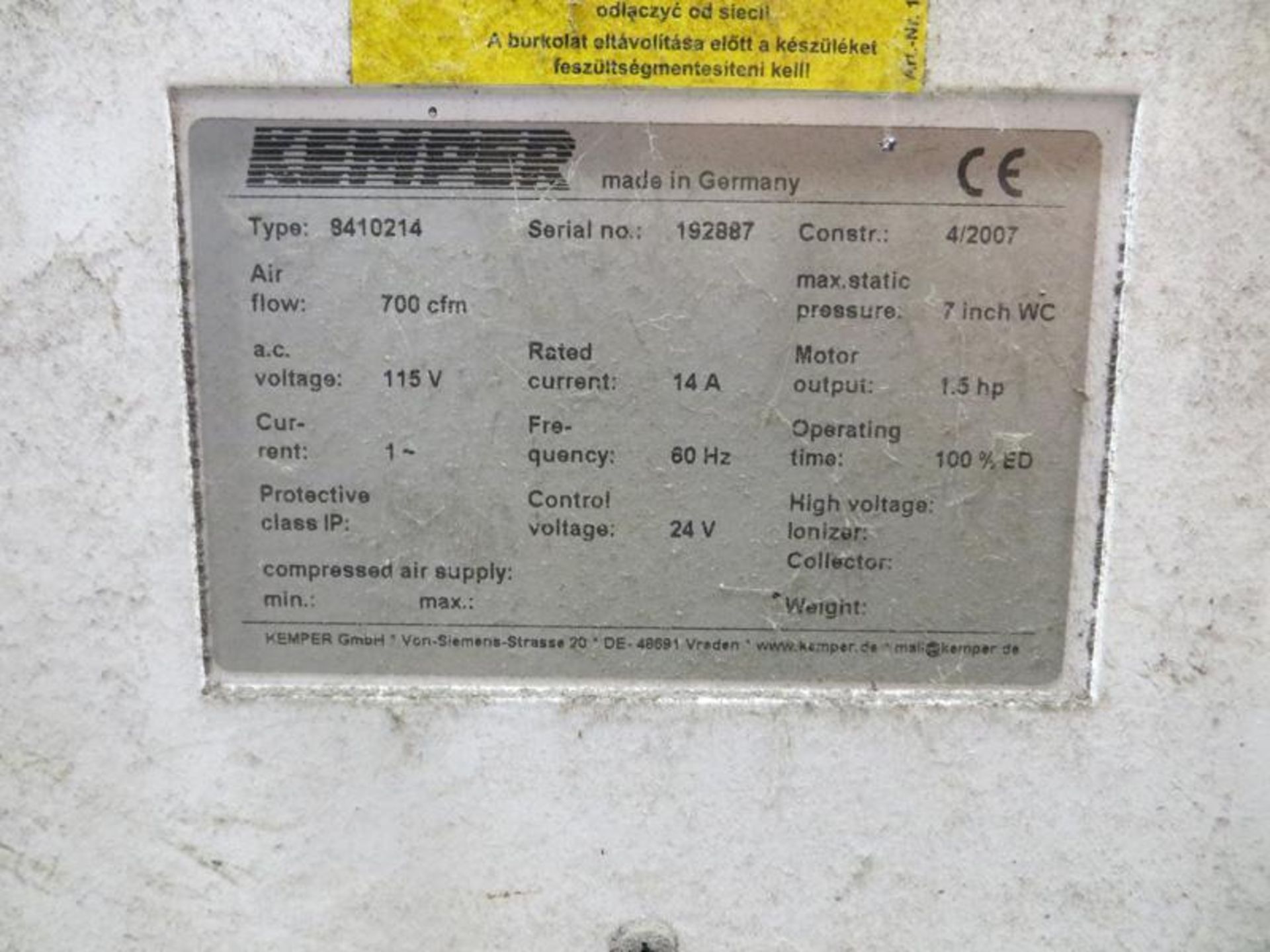 Kemper Portable fume/dust collector - Image 4 of 4