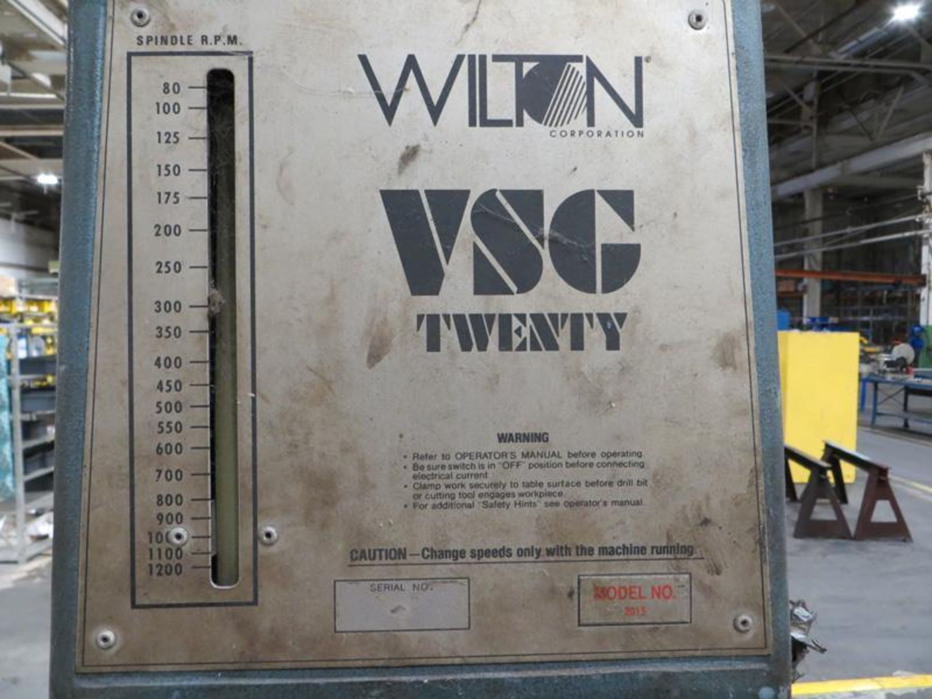 Wilton VSG twenty drill press, 10" throat, 18" x 25" table, 80 to 1,200 rpm, M/N 2015 - Image 4 of 4
