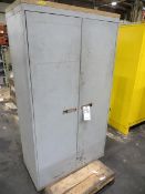 Gray two door storage cabinet