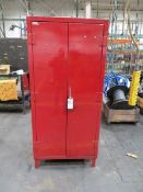 Hodge two door heavy duty cabinet plus contents, tool boxes are empty