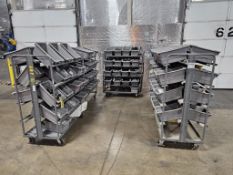 (5) Double Sided Tray Carts and Contents Including Pneumatic Fittings and Couplings, Nuts, Bolts, an