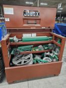 (2) Greenlee Super Tugger Cable Pulling Systems With Accessories Including Pulleys, Foot Pedal Contr