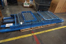 Pallet Racking (1 Bay, Blue, Disassembled), Consisting of (4) Uprights Approx 10' H, (2) Crossbeams