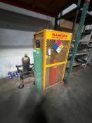 Flannable cabinet w/ gas bottles and cart