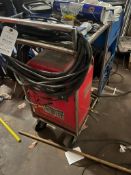 Lincoln 225/125 AC/DC Arc Welder on rolling cart, 100' of electric cable