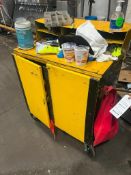 Yellow Rolling Cart and contents
