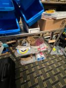 Stainless Cart and contents and 4 drawer lateral file cabinet
