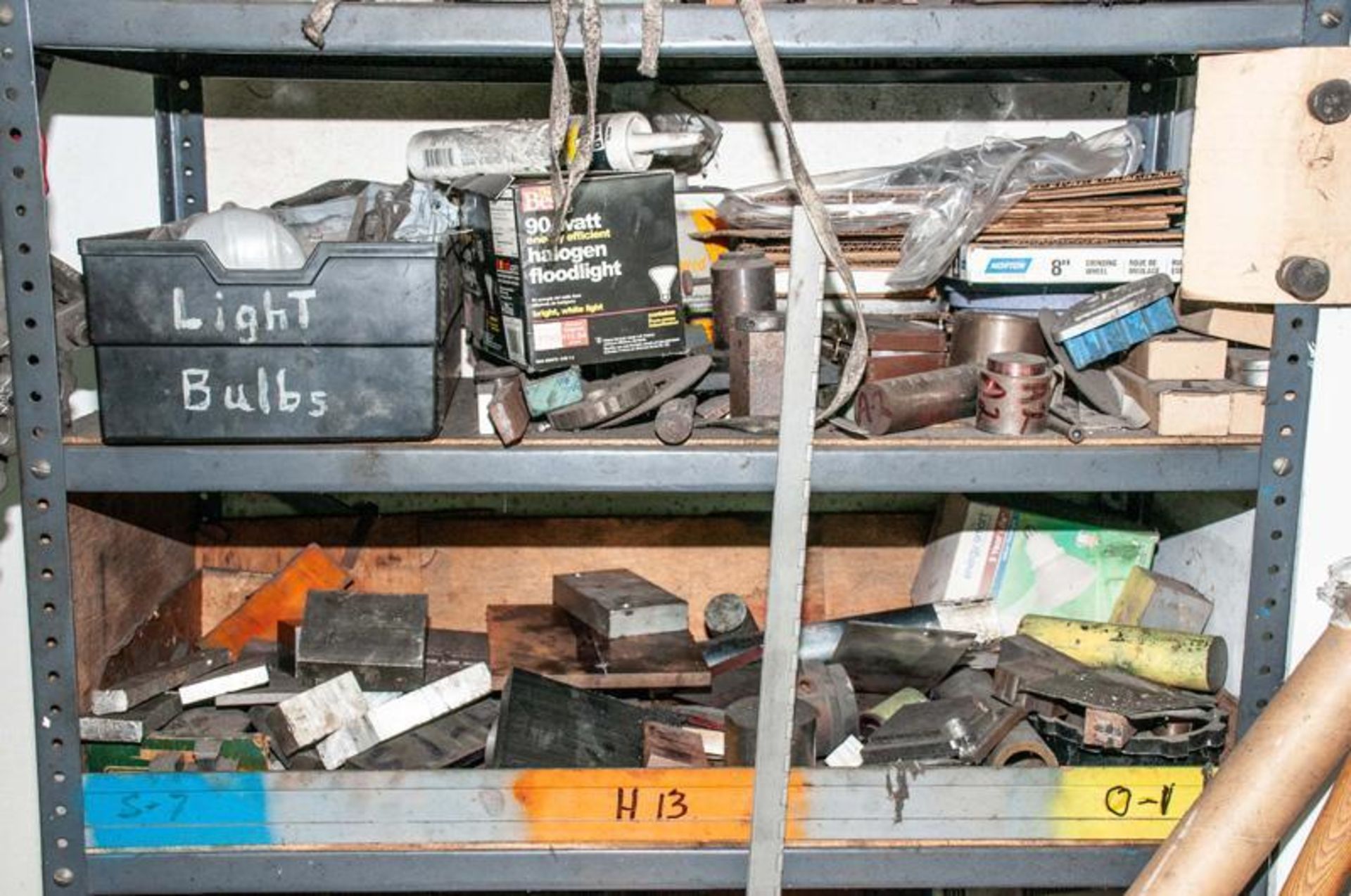 Shelving Unit W/ Contents, Laboratory Jack, Number And Letter Stamps, Reamers, Grinding Wheels 7 1/2 - Image 2 of 4