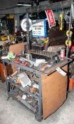 Shop Cart W/ Contents, 5C Collets, Bar/Pipe Clamps, Lathe Tool Holders, Oxy Acetylene Torch Hose