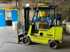 Clark LP Forklift GCX-25 W/ Side Shift, S/N GCX230-220-8380KF, 3675lb. Cap. 5873.8 Hrs. As Of 11/19,