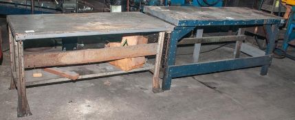 (2) Wood Workbenches (1) Approx. 61 X 29 X 31