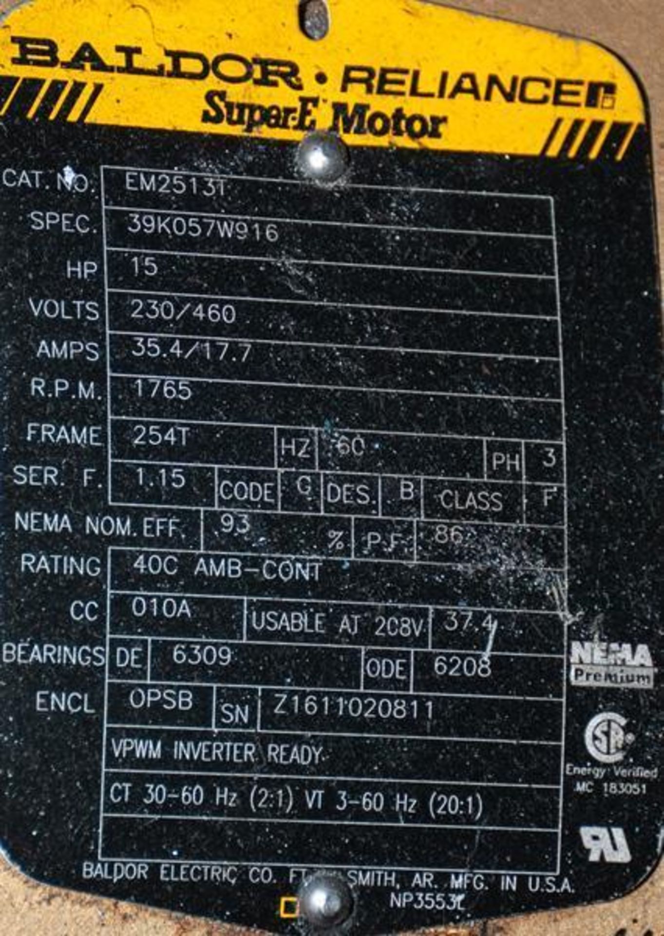 Fscurtis 15 Hp Air Compressor Max. 175 Psi, 230/460v 3ph, P/N FCA15E15H1S-A3L1XX, CA Series, 120 Gal - Image 3 of 4