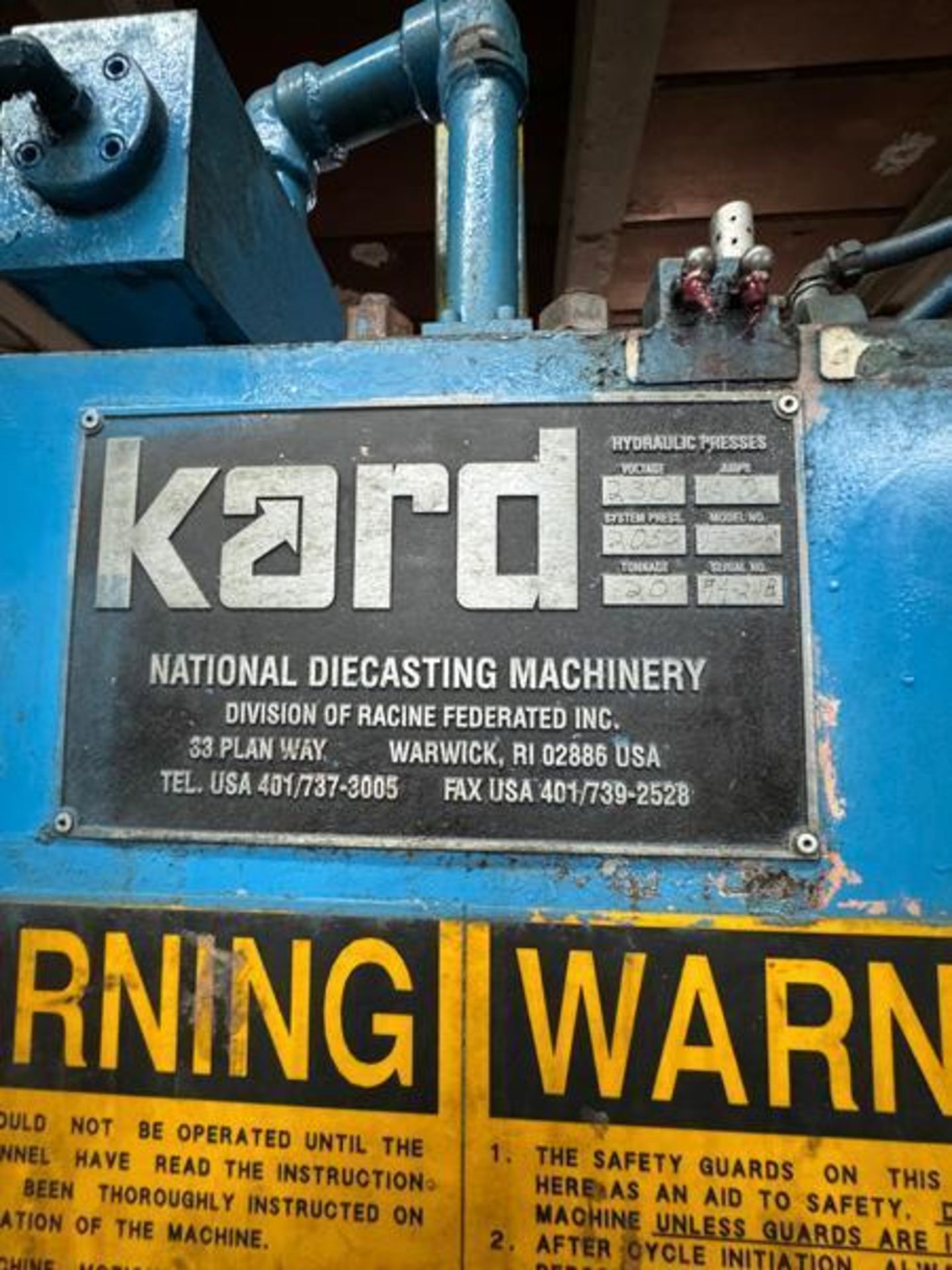 Kard Model TP20-4 20 Ton Top Mounted Hydraulic Trim Press S/N 94-2118, 460 Volt, Approx. 11 1/2" X 2 - Image 3 of 9