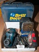 Skill 18v Cordless Drill W/ Battery, NO Charger In Case And Drill DR. Drill Bit Sharpener And Many D