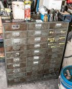 30-Drawer Cabinet W/ Contents, Hardware, Shoulder Bolts, Caphead Screws, Allen Wrenches, Etc.