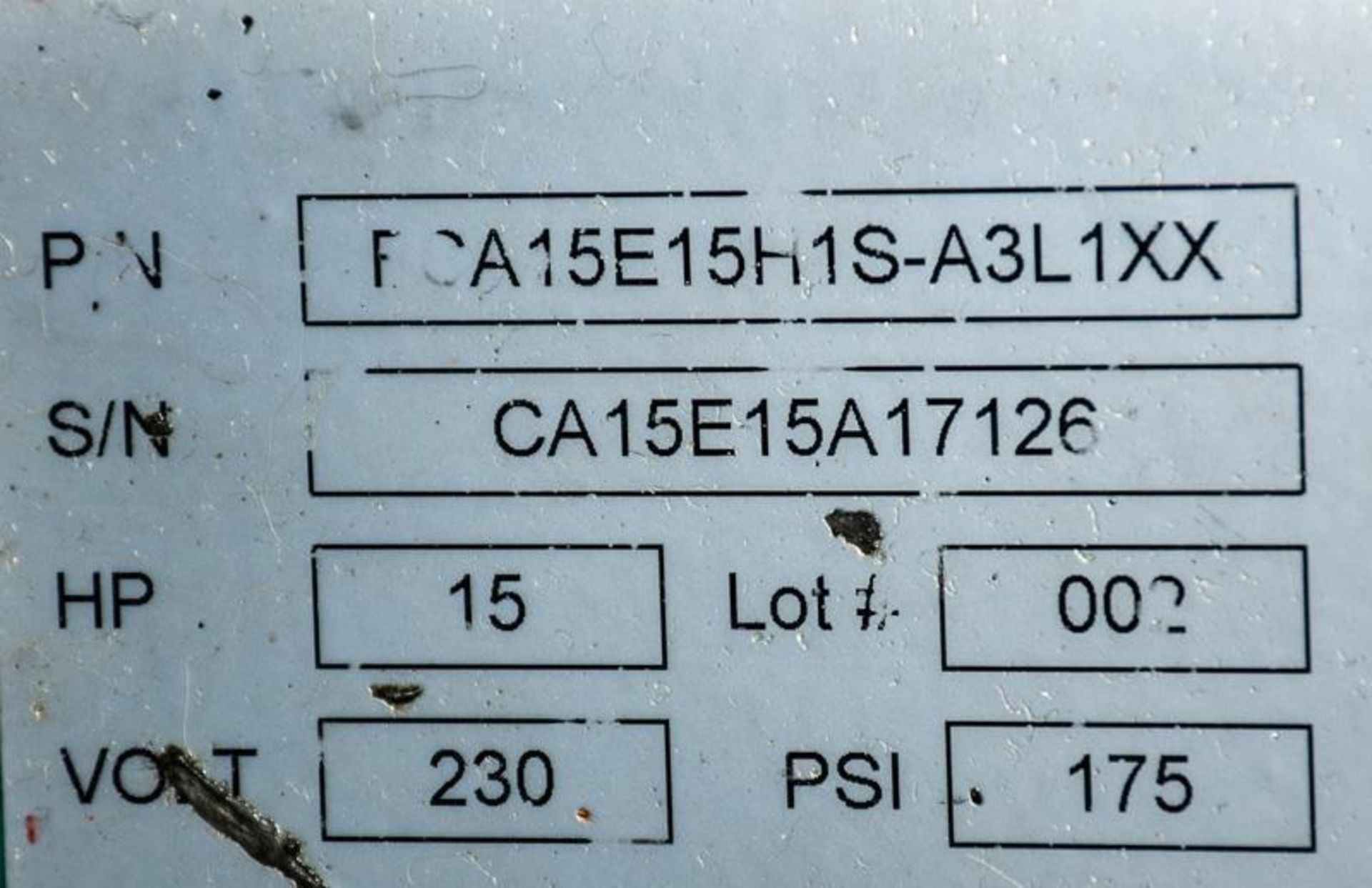 Fscurtis 15 Hp Air Compressor Max. 175 Psi, 230/460v 3ph, P/N FCA15E15H1S-A3L1XX, CA Series, 120 Gal - Image 4 of 4
