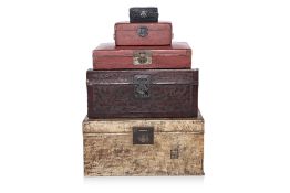 A GROUP OF FIVE ASSORTED CHINESE TRUNKS