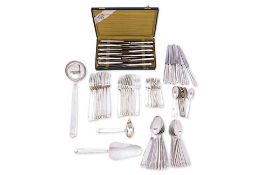 A SERVICE OF FRENCH ART DECO SILVER PLATED FLATWARE