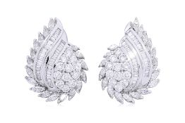 A LARGE PAIR OF DIAMOND EARRINGS