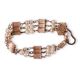 A CULTURED PEARL THREE ROW GOLD BRACELET - Image 2 of 4