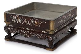 A MOTHER-OF-PEARL INLAID TEA TRAY