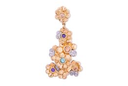 A MULTI STONE FLOWER PENDANT BY GRAZIELLA