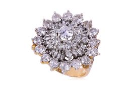 A DIAMOND 'FLOWER' CLUSTER RING