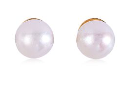 A PAIR OF CULTURED PEARL STUD EARRINGS