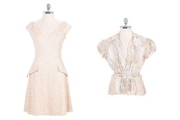 A CHRISTIAN DIOR BRODERIE SILK DRESS AND ORGANZA TOP