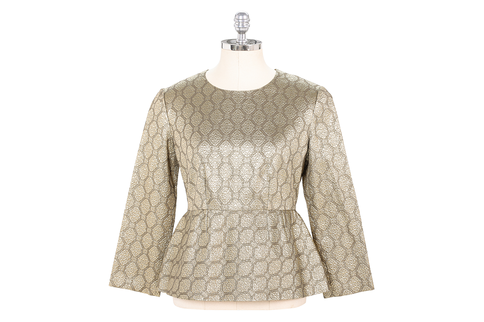A STELLA MCCARTNEY GOLD BROCADE PEPLUM TOP