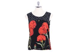 A DOLCE & GABBANA CARNATION AND POLKA DOT PRINT BLOUSE