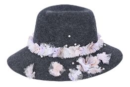 A MAISON MICHEL EMBELLISHED FELT FEDORA