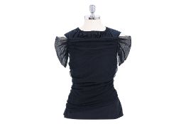 A NINA RICCI BLACK SLEEVLESS TULLE TOP